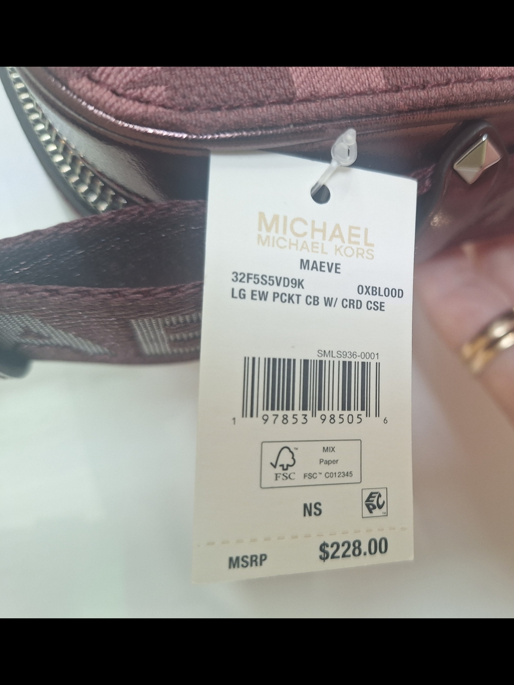 NWT Michael Kors Maeve Large Oxblood Monogram Crossbody Bag 10.5x6.5x3 - Picture 5 of 14